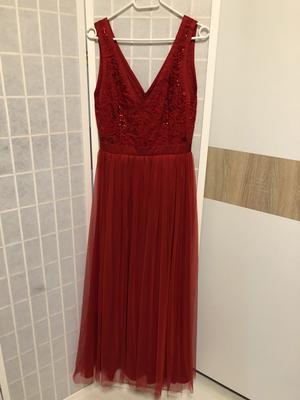 Červené popolnočné dlhé šaty veľkosť 40 - Obrázok č. 1