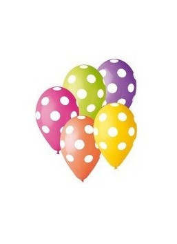Latexové balóny mix farieb s bodkami 30 cm, 5 ks - Obrázok č. 1