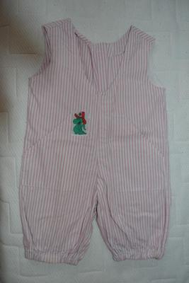 Detské nohavice prúžkované bielo-ružové s nášivkou - Obrázok č. 1